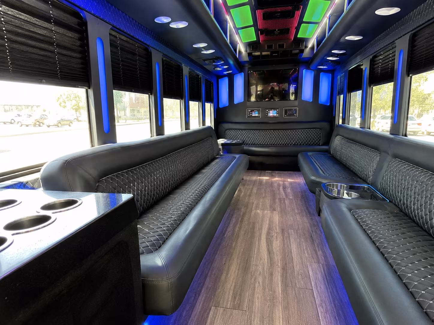 newton 15 passenger party bus inside