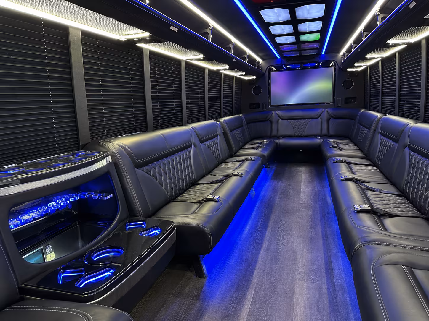 newton 20 passenger party bus inside
