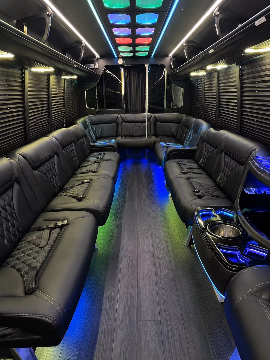 newton 20 passenger party bus interior