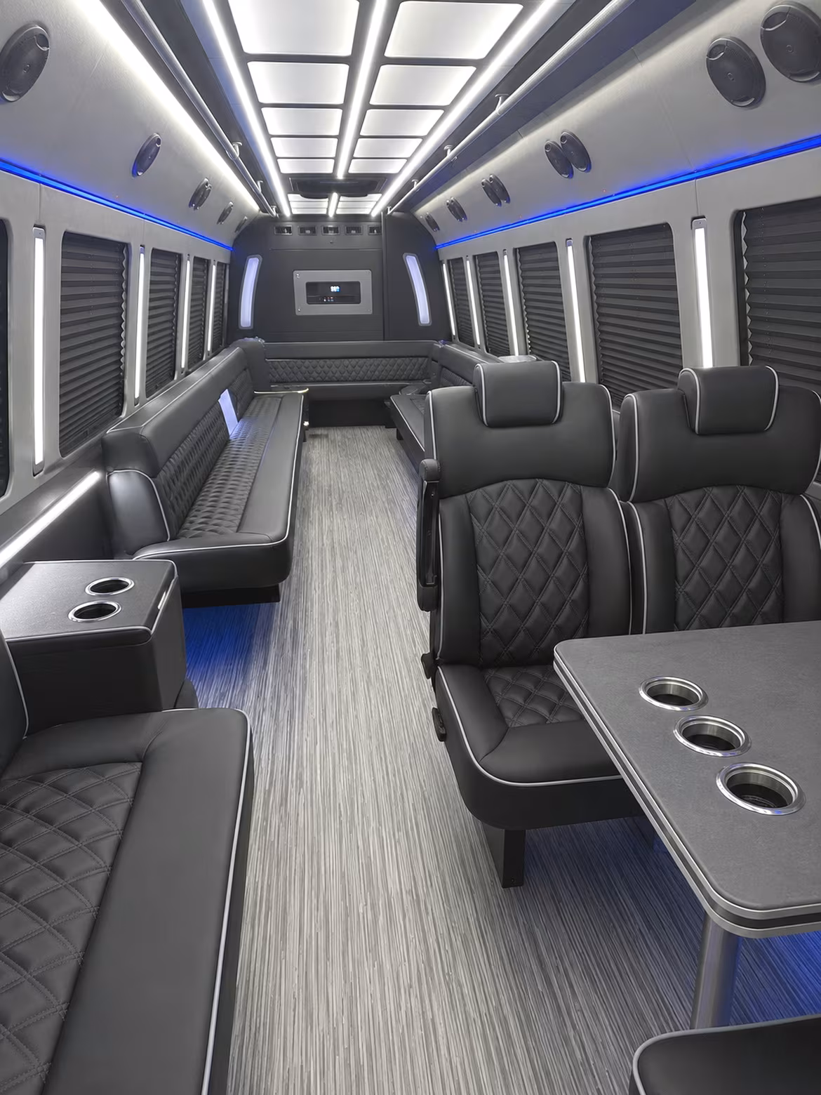 newton 25 passenger party bus inside