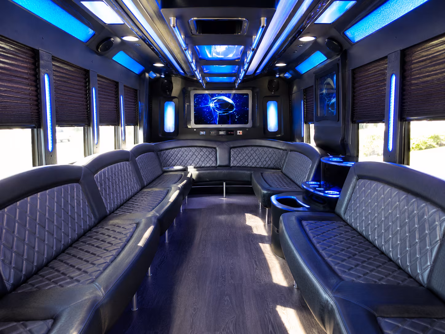 newton 28 passenger party bus inside