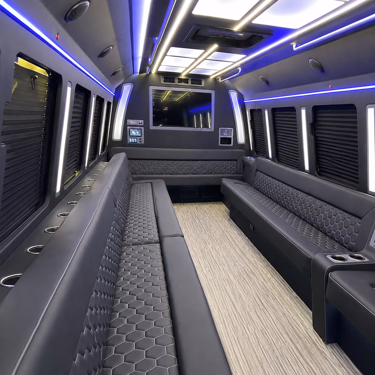newton 40 passenger party bus inside