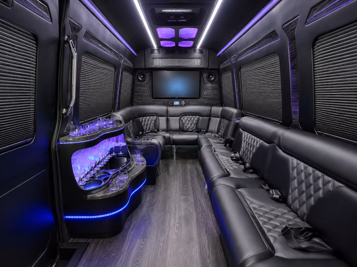 newton 40 passenger party bus interior