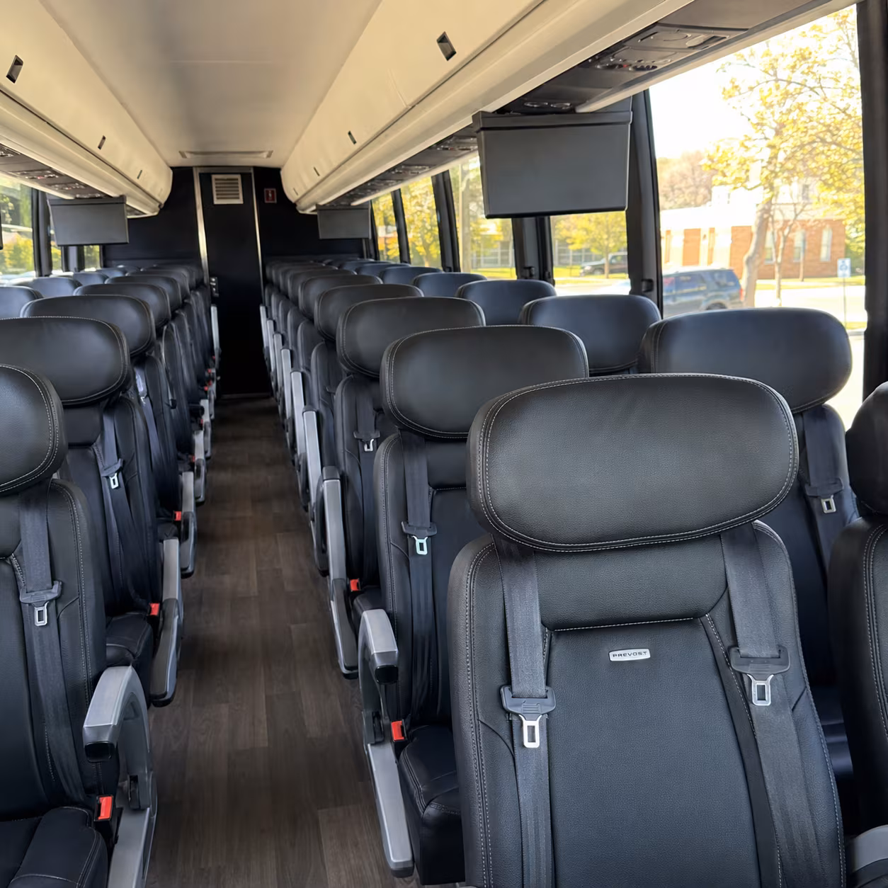 newton 56 passenger charter bus inside