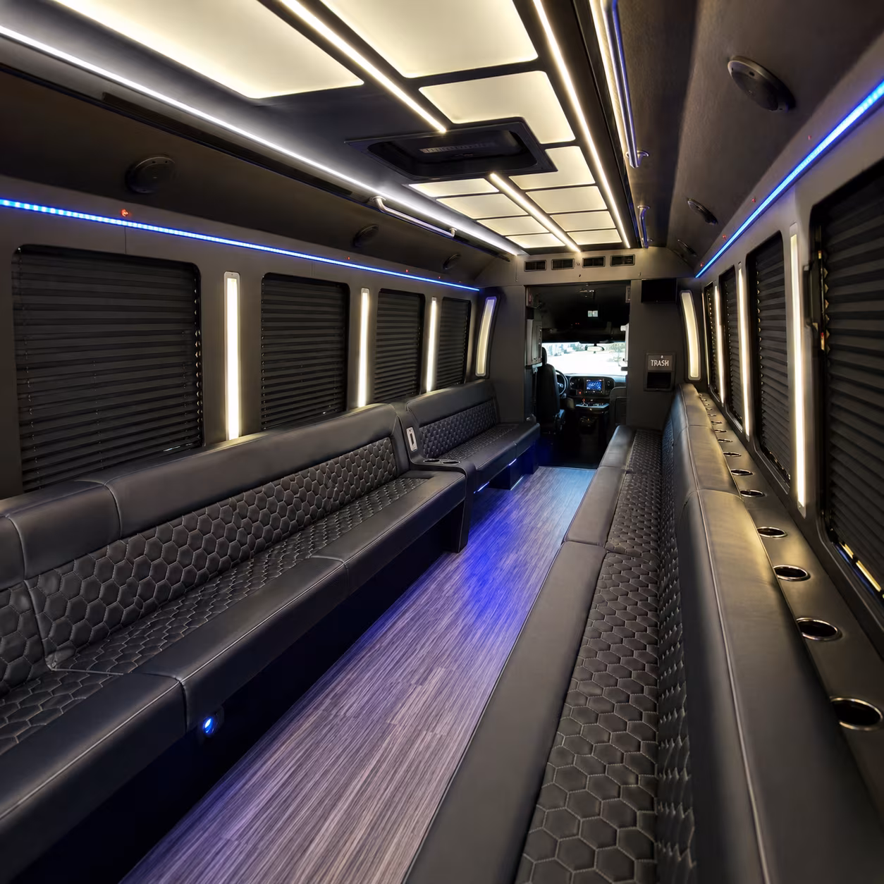 newton party bus rental interior